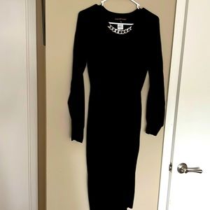 black midi dress